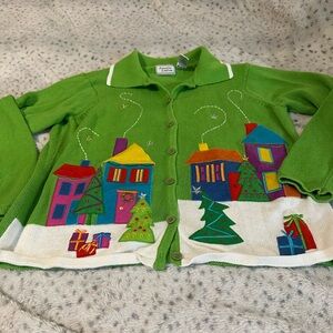Jennifer Lauren Green Knit Holiday Cardigan